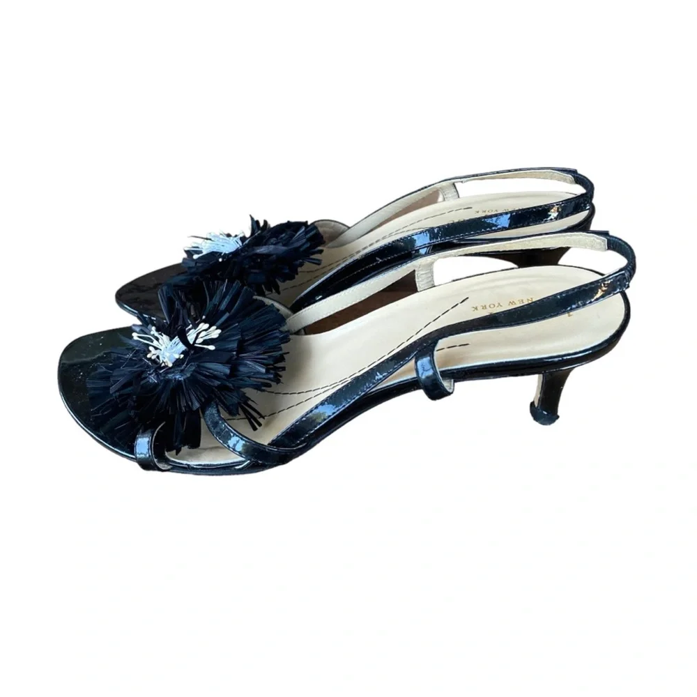 Kate Spade patent strappy kitten heels with flower Size 6.5B
